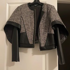Bebe Leather and Herringbone jacket